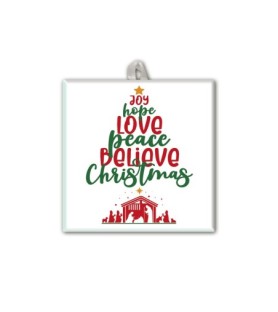 Piastrella con albero e script grafico 10 x 10 cm in scatola regalo -Formato 10 x 10 x 1.8 Cm
