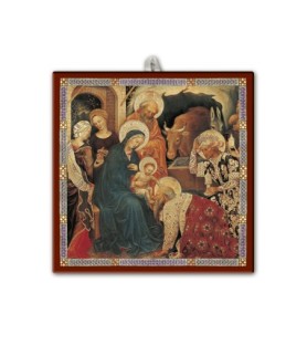 Piastrella 20x20 cm con Adorazione dei Magi di Gentile da Fabriano in scatola regalo -Formato 20 x 20 Cm