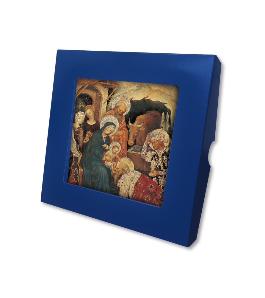 Piastrella con Adorazione dei Magi di Gentile da Fabriano 10 x 10 cm in scatola regalo -Formato 10 x 10 x 1.8 Cm