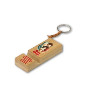 Portachiavi e stand smartphone f.to 3 x 8 cm Sacra Famiglia -Formato 17 x 8.5 x 2 Cm