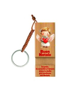Portachiavi e stand smartphone f.to 3 x 8 cm Angioletto con cuore -Formato 17 x 8.5 x 2 Cm