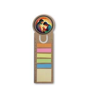 Segnalibro notepad con segnapagine adesivo e righello raffigurante la Sacra Famiglia stilizzata -Formato 6 x 21.5 Cm