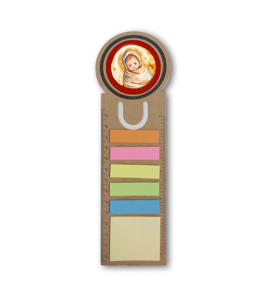 Segnalibro notepad con segnapagine adesivo e righello raffigurante Gesù Bambino -Formato 6 x 21.5 Cm