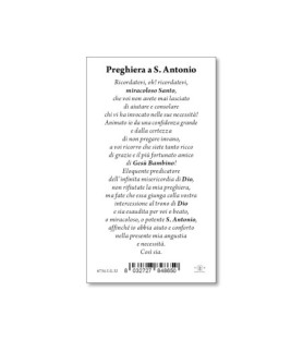 Pacchetto da 100 copie di: Santino Sant'Antonio con preghiera e finiture in oro - FORMATO Cm 6 X 10,5