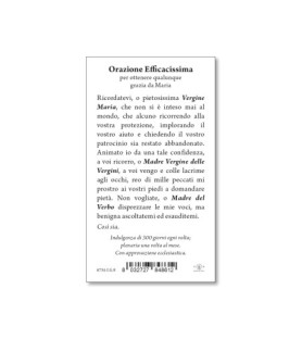 Pacchetto da 100 copie di: Santino Madonna Miracolosa con preghiera e finiture in oro - FORMATO Cm 6 X 10,5
