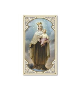 Confezione da 50 pezzi di: Santino in carta acquerello della Madonna del Carmine - FORMATO Cm 6,5 X 11