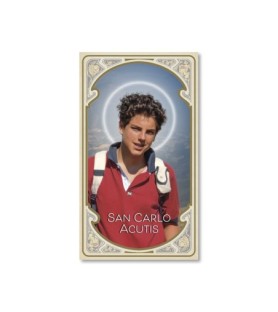 Confezione da 50 pezzi di: Santino in carta acquerello di Carlo Acutis - FORMATO Cm 6,5 X 11