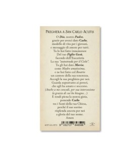 Confezione da 50 pezzi di: Santino in carta acquerello di Carlo Acutis - FORMATO Cm 6,5 X 11