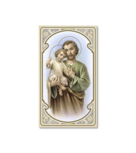 Confezione da 50 pezzi di: Santino in carta acquerello di San Giuseppe - FORMATO Cm 6,5 X 11