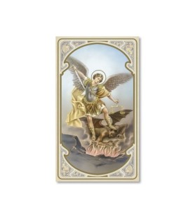 Confezione da 50 pezzi di: Santino in carta acquerello di San Michele - FORMATO Cm 6,5 X 11