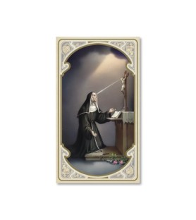 Confezione da 50 pezzi di: Santino in carta acquerello di Santa Rita - FORMATO Cm 6,5 X 11