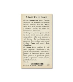 Confezione da 50 pezzi di: Santino in carta acquerello di Santa Rita - FORMATO Cm 6,5 X 11