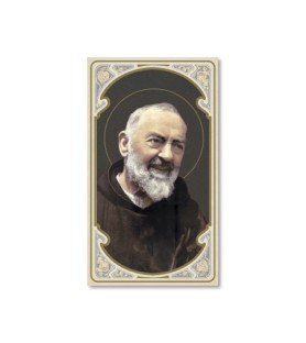 Confezione da 50 pezzi di: Santino in carta acquerello di San Pio - FORMATO Cm 6,5 X 11