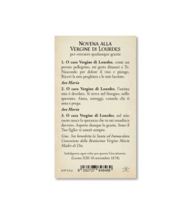 Confezione da 50 pezzi di: Santino in carta acquerello della Madonna di Lourdes - FORMATO Cm 6,5 X 11