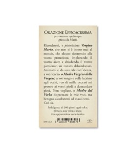 Confezione da 50 pezzi di: Santino in carta acquerello della Madonna Miracolosa - FORMATO Cm 6,5 X 11