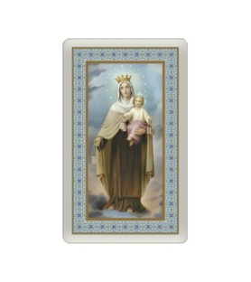 Confezione da 25 pezzi di: Santino Plastificato della Madonna del Carmine - FORMATO Cm 7 X 11,5
