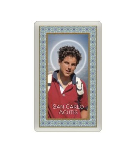 Confezione da 25 pezzi di: Santino Plastificato di San Carlo Acutis - FORMATO Cm 7 X 11,5