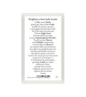 Confezione da 25 pezzi di: Santino Plastificato di San Carlo Acutis - FORMATO Cm 7 X 11,5