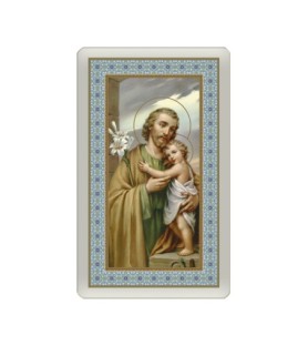 Confezione da 25 pezzi di: Santino Plastificato di San Giuseppe - FORMATO Cm 7 X 11,5