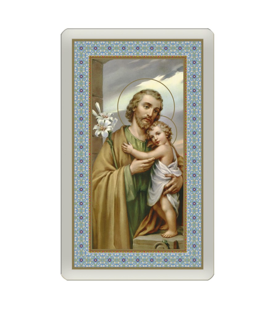 Confezione da 25 pezzi di: Santino Plastificato di San Giuseppe - FORMATO Cm 7 X 11,5