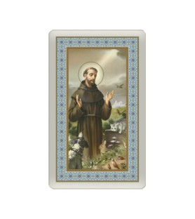 Confezione da 25 pezzi di: Santino Plastificato di San Francesco - FORMATO Cm 7 X 11,5