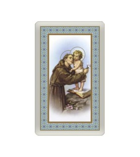 Confezione da 25 pezzi di: Santino Plastificato di Sant'Antonio - FORMATO Cm 7 X 11,5