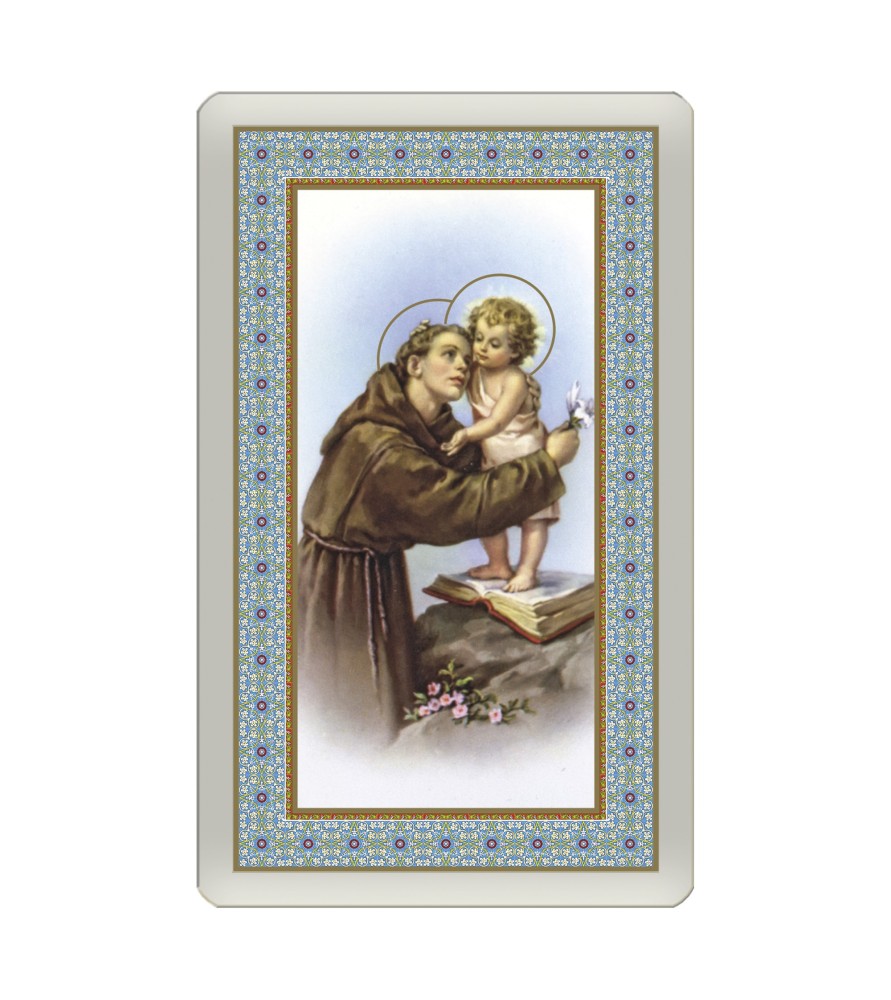 Confezione da 25 pezzi di: Santino Plastificato di Sant'Antonio - FORMATO Cm 7 X 11,5