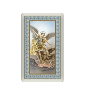 Confezione da 25 pezzi di: Santino Plastificato di San Michele - FORMATO Cm 7 X 11,5