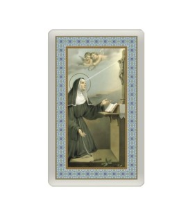 Confezione da 25 pezzi di: Santino Plastificato di Santa Rita - FORMATO Cm 7 X 11,5