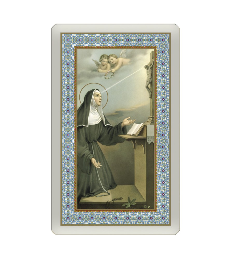 Confezione da 25 pezzi di: Santino Plastificato di Santa Rita - FORMATO Cm 7 X 11,5