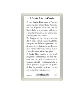 Confezione da 25 pezzi di: Santino Plastificato di Santa Rita - FORMATO Cm 7 X 11,5