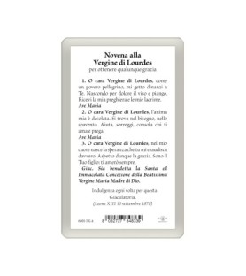 Confezione da 25 pezzi di: Santino Plastificato della Madonna di Lourdes - FORMATO Cm 7 X 11,5