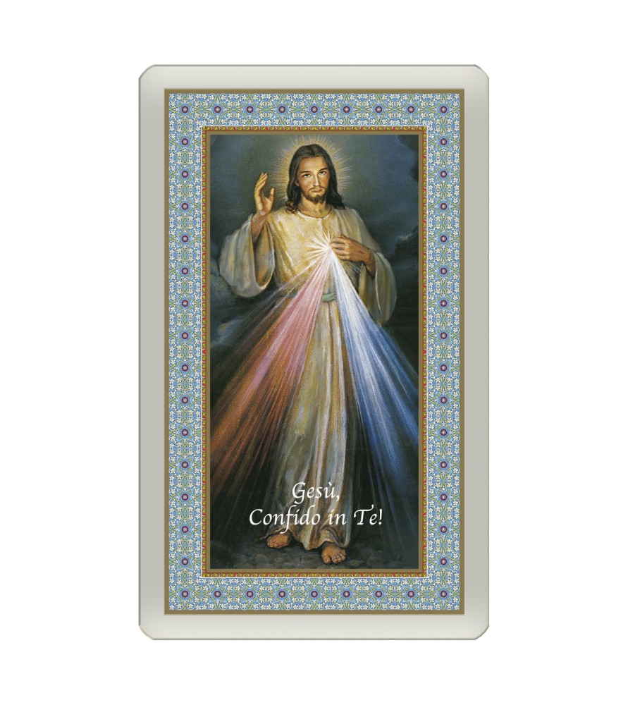 Confezione da 25 pezzi di: Santino Plastificato di Gesù Misericordioso - FORMATO Cm 7 X 11,5