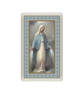 Confezione da 25 pezzi di: Santino Plastificato della Madonna Miracolosa - FORMATO Cm 7 X 11,5