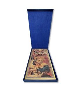 Tavola lignea con Adorazione dei Magi di Gentile da Fabriano e scatola regalo in ecopelle - F.TO 40 x 70 x 2 cm