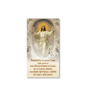 Pacchetto da 100 Tavola Benedizione raffigurante la Resurrezione di Gesù in oro a caldo - FORMATO Cm 12 X 22