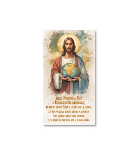 Pacchetto da 100 Cartoncino Benedizioni raffigurante Gesù Principe di Pace in oro digitale - FORMATO Cm 12 X 22
