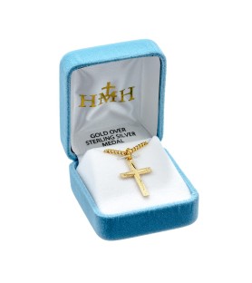 Collana con croce in Argento 925 e finitura placcata in oro 16 Kt - FORMATO Cm 51 X 55