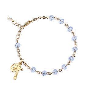 Bracciale rosario in argento 925 placcato in oro con cristalli lavanda - FORMATO Cm 50 X 55
