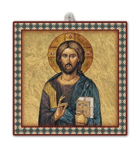 Piastrella Icona Gesù Maestro 20x20 cm in scatola regalo