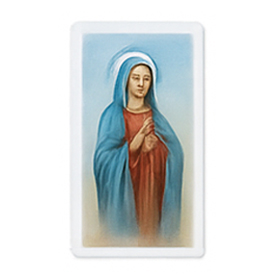 Santino plastificato con immagine della Madonna